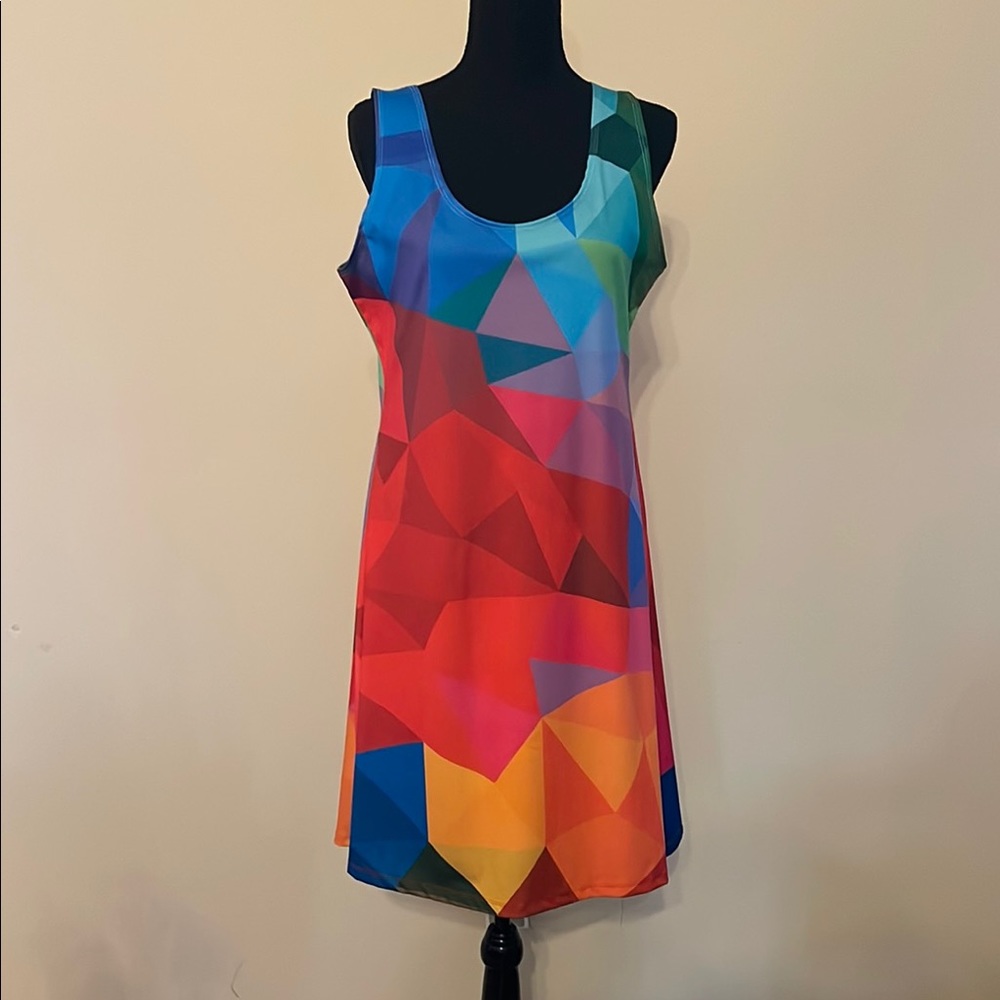 Cowcow Women’s Skater Dress Vector Abstract Geometrical NWOT sz 2x